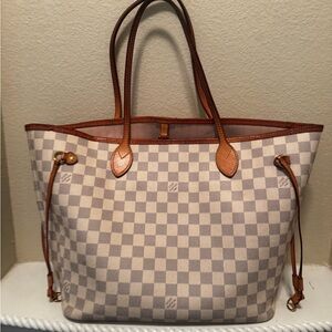 Louis Vuitton Neverfull MM azure damier with matching wallet